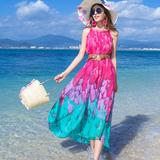 夏波西米亚沙滩裙海边度假雪纺连衣裙中长款大码显瘦胖MM长裙