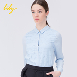 Lily2016春季新品115140H4103纯色长袖直筒衬衫