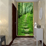 3D立体壁画竖版玄关过道走廊背景墙纸壁纸画田园自然风景延伸空间