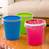 欧式无盖大号带压圈创意厨房客厅卫生间垃圾桶家用塑料垃圾筒纸篓