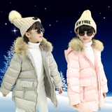 童装女童棉衣2015新款手塞棉中大童冬季连帽中长款加厚保暖外套
