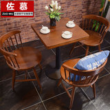 北欧休闲咖啡厅实木餐桌椅组合西餐茶餐厅桌椅主题餐厅复古餐桌椅