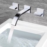 全铜浴室暗装入墙式洗脸面盆嵌入双把冷热浴缸水龙头D606