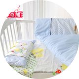 婴儿床上用品套件儿童新生儿三件套 四季纯棉宝宝床单枕头婴儿被
