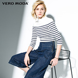 Vero Moda2016新品条纹半高领七分袖T恤女316130003