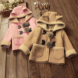 2015秋冬季新款中小童装韩版女宝长袖加厚羊羔毛绒麂皮外套大衣潮