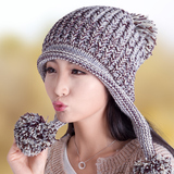 韩国冬季帽子毛线帽女秋冬韩版潮针织帽加绒护耳套头女士帽子冬天
