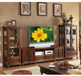 美式实木电视柜客厅液晶电视机柜地柜组合柜电视墙酒柜