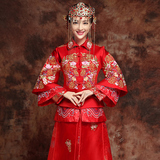 秀禾服新娘结婚礼服中式嫁衣复古改良旗袍裙龙凤褂红色新娘装长款