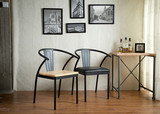 美式做旧铁艺餐椅办公椅茶吧椅時尚休闲奶茶咖啡厅椅创意软垫凳子