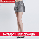 红袖专柜正品2016春韩版简约个性立体廓形格子短裤H7011051C