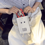 韩国童趣卡通机器人斜挎复古单肩包 原宿字母手机零钱包学生女包