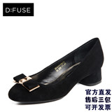 D:FUSE/迪芙斯2016春季新款羊皮蝴蝶结金属粗跟女单鞋DF61113073