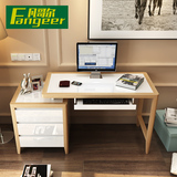 北欧简约现代时尚转角台式电脑桌 家用卧室烤漆书桌书柜书架组合