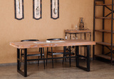 美式乡村铁艺餐桌长方形实木做旧椅家具桌椅金属多功能组合可定制