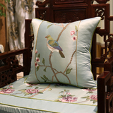 新中式抱枕刺绣鸟语花香古典红木沙发靠垫套床头软包大靠背枕含芯