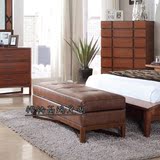 欧式床尾凳全实木美式换鞋长凳布艺中式床榻卧室小沙发凳子