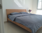 北欧宜家日式简约单双人床纯红橡木全实木卧室家具定制木蜡油涂装