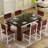 餐桌椅组合简约现代组合钢化玻璃餐桌大小户型吃饭桌子快餐桌家具