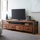 美式风格复古做旧电视柜铁艺实木储物柜客厅实木宜家置物柜斗柜