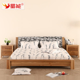 蜀能全榆木实木床 简约现代原木色婚床 1.5米1.8米双人床卧室家具