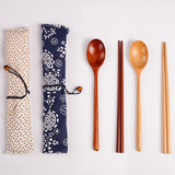 木质筷子勺子套装旅行学生环保木头便携木制餐具套装家用日式和风