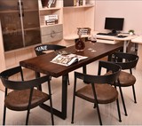 美式复古实木餐桌简约餐桌椅组合松木书桌会议桌办公桌简易长桌