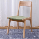 三个木匠 纯实木布面餐椅 进口橡木家具 现代日式简约椅子