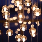 一灯北欧宜家流星雨LED水晶简约创意楼梯餐客厅冰雹玻璃艺术吊灯