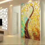 现代装饰画客厅玄关过道壁画抽象发财树无框挂画福字单幅竖版欧式