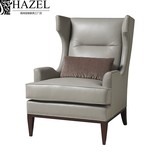 榛香高端定制家具美式新古典欧式客厅实木真皮单人沙发椅BK160