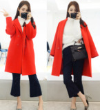 韩国代购2015冬装新款欧美双面羊绒大衣手工呢大衣羊毛尼外套女