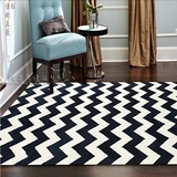 现代宜家黑白条纹地毯客厅茶几卧室床边手工地毯玄关定制地毯包邮