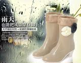 时尚学生雨靴中筒雨鞋女士果冻鞋保暖加绒水鞋防滑秋冬季厨房胶鞋
