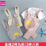 婴幼儿服装夏装0-1-2岁半男女宝宝衣服短袖背带裤套装韩版儿童装