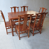 厂家直销非洲进口花梨木 实木餐桌椅组合7件套  现代中式红木家具