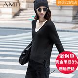 Amii旗舰店极简女装春装毛衣修身套头薄款单件长袖街头 11581673