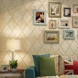 美式复古乡村墙纸烫金3D立体珠光方块壁纸客厅卧室床头背景墙墙纸
