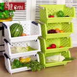 加厚塑料菜篮厨房置物架用品用具水果蔬菜架落地收纳篮菜筐3层4层