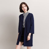 2016秋冬韩版女式新款中长款羊绒大衣开衫修身羊毛衫上衣毛呢外套
