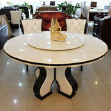 大理石圆桌韩式餐厅后现代餐桌象牙白1.5米1.2米欧式6人简约圆形