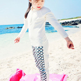儿童防晒潜水服浮潜上衣 时尚韩版分体长袖长裤泳装 女童游泳衣