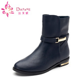 Daphne/达芙妮专柜正品低方跟优雅尖头侧拉链短靴1014605177