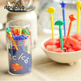 日本进口百货Sanada创意塑料彩色水果签叉子20枚入 可反复使用