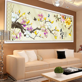 最新款印花十字绣 客厅卧室大幅 横版玉兰花卉系列花开富贵钻石画