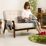 日式简约宜家拉扣布艺沙发简易小户型单个双人3人实木扶手沙发椅