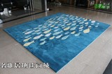 地中海蓝好多鱼儿童圆形地毯客厅茶几沙发 卧室床边手工腈纶地毯