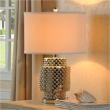 后现代美式乡村客厅卧室样板房银色珠点陶瓷时尚创意居家装饰台灯
