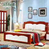 地中海实木卧室家具组合套装简约成套橡木床衣柜婚房四六件套全套