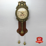 豪华欧式挂钟客厅单面摇摆钟静音个性复古创意实木时钟简约钟表